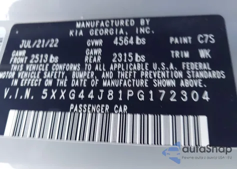 2023 Kia K5 Gt z USA, uszkodzony, nr VIN 5XXG44J81PG172304